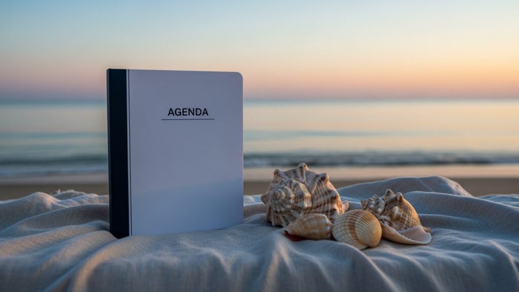 Image illustrant des éléments de bien-être et d'équilibre féminin, comprenant des symboles de santé et de nutrition.