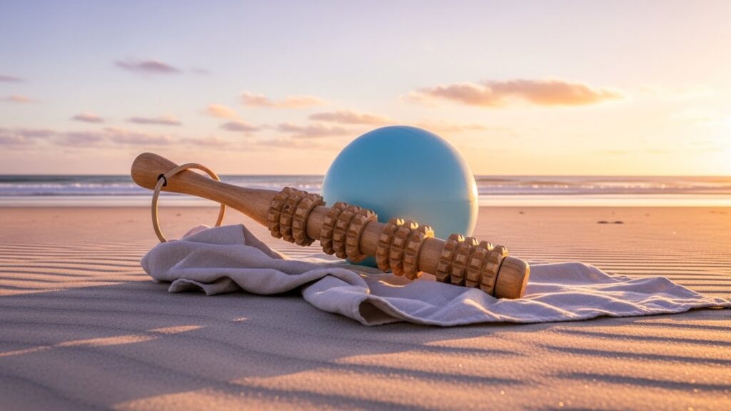 Femme pratiquant des mouvements doux dans un cadre naturel, illustrant la récupération et le bien-être.