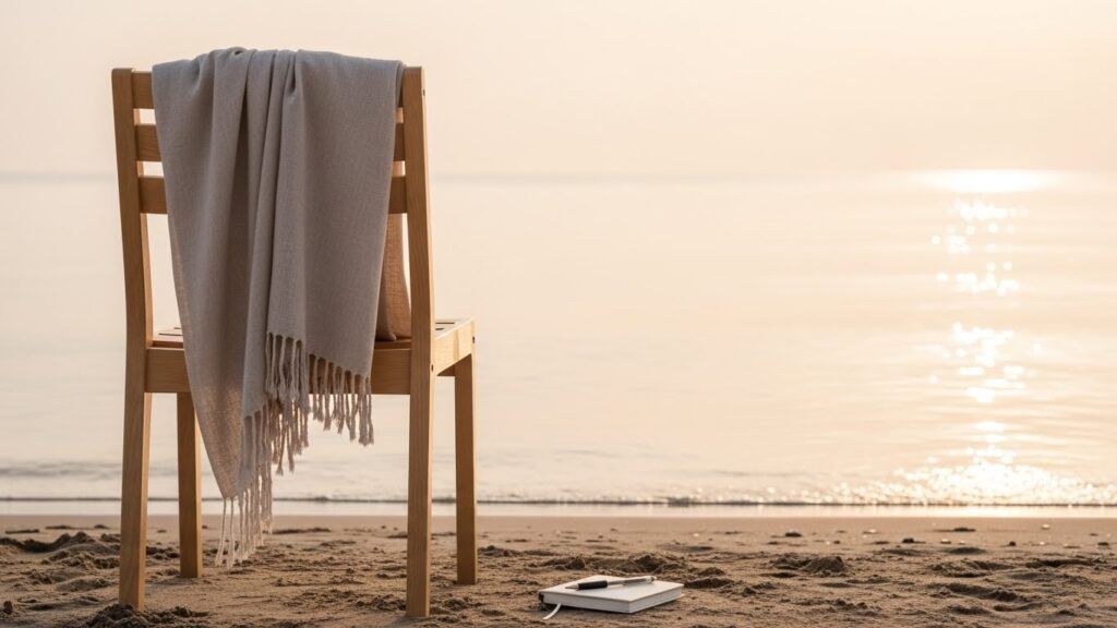Image illustrant une femme pratiquant une activité de bien-être en extérieur, entourée de nature.