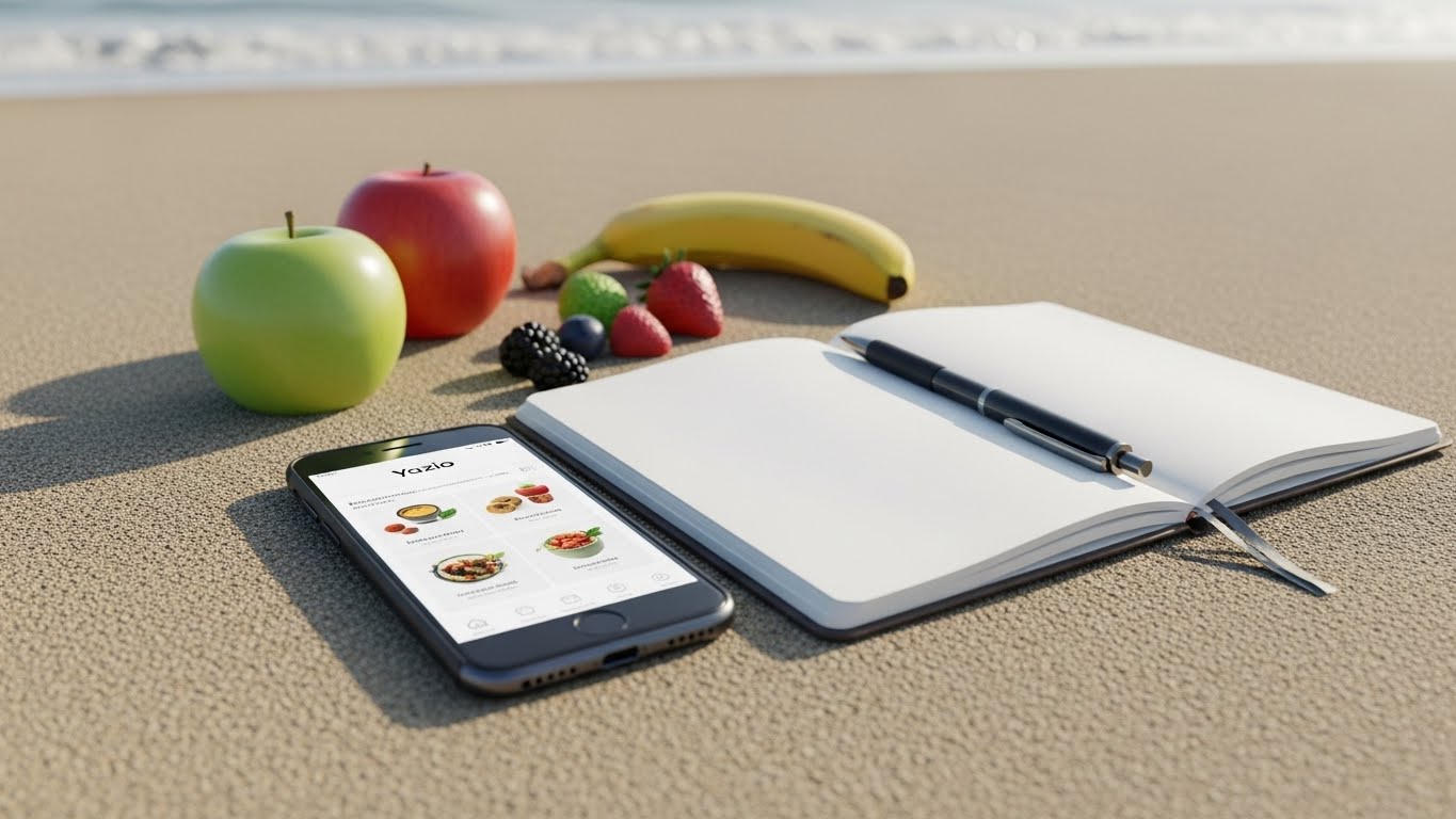 Capture d'écran de l'application Yazio montrant des options de suivi alimentaire et de bien-être.