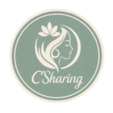 Logo rond de C'Sharing représentant une silhouette féminine avec une fleur.